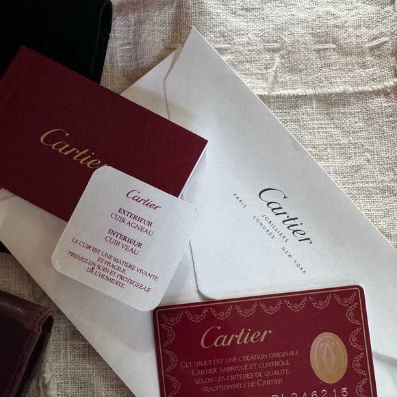 NEW Cartier international Wallet Gussets Bifold Long burgundy red brown leather - Picture 5 of 8
